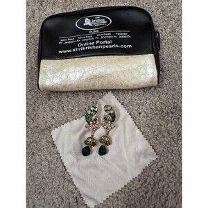 Green Kundan Peacock Earrings – Indian Jewelry, Gold Tone